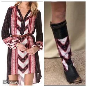 FREE PEOPLE Peacemaker Paisley Floral Sheer Hi/Low Tunic Dress Boho Gypsy LARGE